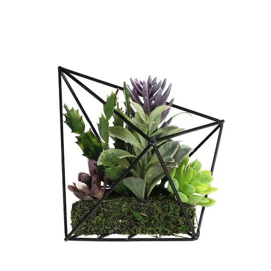 6.75" Green Artificial Succulent Arrangement in Diamond Metal Frame By Northlight | Michaels®